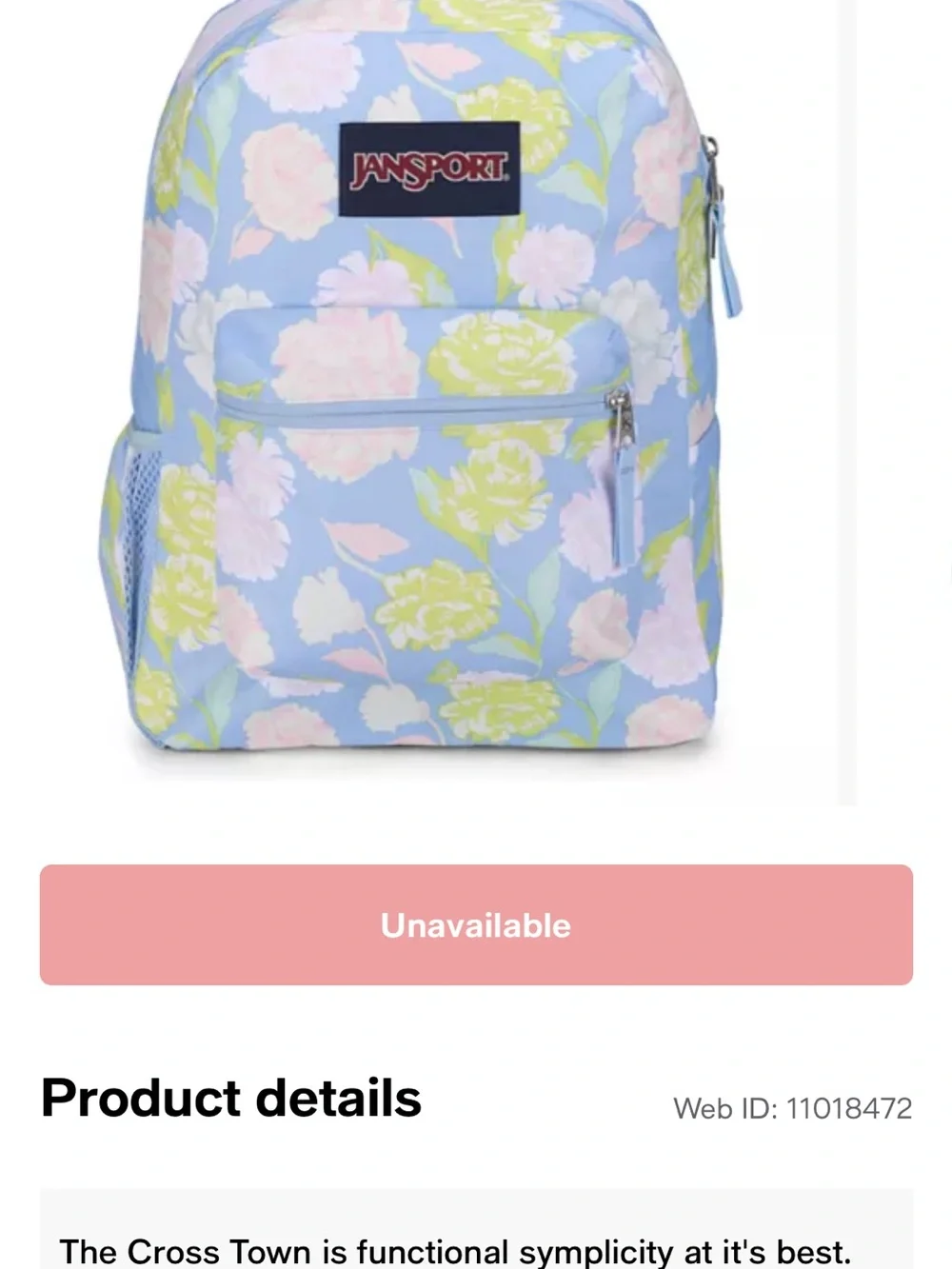 Jansport Pastel Floral Backpack 